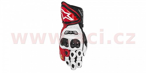 rukavice GP TECH, ALPINESTARS - Itálie (bílé/červené/černé)